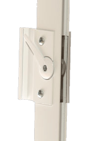 close-up view of a door hinge